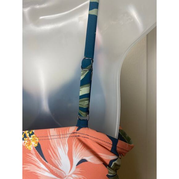 Kona Sol Green Orange Floral Tropical One-Piece Swimsuit Women's Size Large - Picture 5 of 6